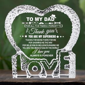 Gifts for Dad, Crystal Love Gifts, To My Dad Fathers Day Keepsake Gifts for Dad from Daughter/Son, Birthday Day Christmas Valentine's Day Gifts for Him/Man/Dad/Papa Anniversary