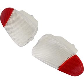 Motoforti Front Door Panel Courtesy Light Lens, for Ford F-150 1997-2003, Plastic, F65Z13B724AA F65Z13B725AA, Clear White Red, 2pcs
