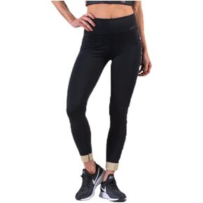 Nike One Icon Clash Women's 7/8 Training Tights (Medium, Black/White/Gold)