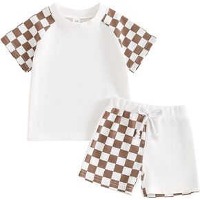 Kuriozud Toddler Boy Summer Outfit Short Sleeve T Shirt Shorts Set 6 12 18 24 Months 2T 3T 4T Baby Neutral Clothes