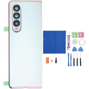 Phone Back Glass Cover Replacement for Samsung Galaxy Z Fold 3 5G SM F926, Back Cover Housing Battery Door Glass with Camera Glass Lens Tape Parts Professional Repair Tool Kit (Silver)