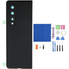 Phone Back Glass Cover Replacement for Samsung Galaxy Z Fold 3 5G SM F926, Back Cover Housing Battery Door Glass with Camera Glass Lens Tape Parts Professional Repair Tool Kit (Silver)