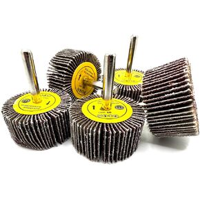 Pro-Graad SuperGrindz 5 Pack 2" x 1" x 1/4" 60 Grit Aluminum Oxide Shank Mounted Abrasive Flap Wheels, Ideal for Metal, Wood, Grinding, Blending, Polishing, Rust & Paint Removal in Kuwait