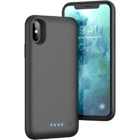 YHO Battery Case for iPhone Xs/X/10 Upgraded 6500mAh Protective Rechargeable Charging Case for iPhone X Extended Battery Pack for iPhone Xs Portable Charger Case Backup Cover (5.8 inch) - Black