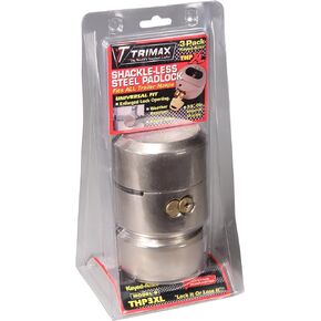 Trimax THP3XL Hockey-Puck Shackle Trailer Door Lock-3 Pack, Silver