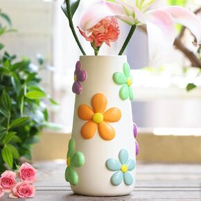 GUGUGO Black and White Flower Vase Home Decor, 8-Inch-Tall Funky Mushroom Decor, Boho Vases for Centerpieces, Unique Colorful Decorative Vase, Cute Room Decor Aesthetic