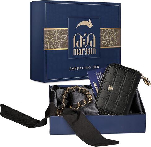 MARYAM Luxury Designer Genuine Leather RFID wallets for women, The best black credit card holder for women, the most beautiful wristlet keychain wallet women, THE women wallet you are looking for! in Saudi Arabia