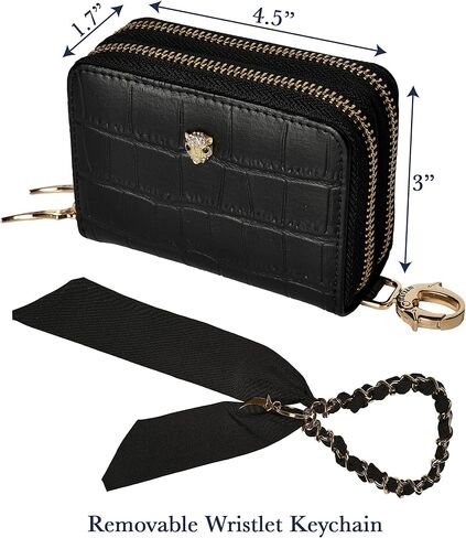 MARYAM Luxury Designer Genuine Leather RFID wallets for women, The best black credit card holder for women, the most beautiful wristlet keychain wallet women, THE women wallet you are looking for! in Saudi Arabia