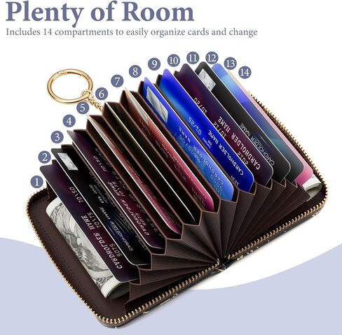ZAXMEY حامل بطاقات الائتمان محفظة RFID للنساء، طباعة محافظ بطاقات الائتمان هدية الأكورديون، محفظة جلدية صغيرة حامل بطاقات مع سحاب، منظم محفظة سلسلة المفاتيح، الأعشاب الضارة in Saudi Arabia