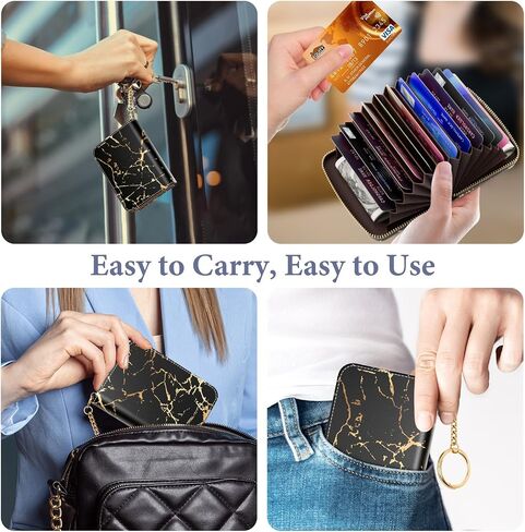 ZAXMEY حامل بطاقات الائتمان محفظة RFID للنساء، طباعة محافظ بطاقات الائتمان هدية الأكورديون، محفظة جلدية صغيرة حامل بطاقات مع سحاب، منظم محفظة سلسلة المفاتيح، الأعشاب الضارة in Saudi Arabia