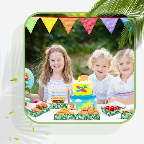 50 قطعة من ديكورات حفلات هاواي بوزن 1 رطل للاستعمال مرة واحدة، صينية طعام ورقية من أوراق النخيل Luau، حفلات استوائية، قوارب طعام ورقية للحفلات الصيفية، عطلة الشاطئ، سفاري الغابة، كرنفال، هدايا الحفلات (6.3 × 4.3 بوصة) in Kuwait