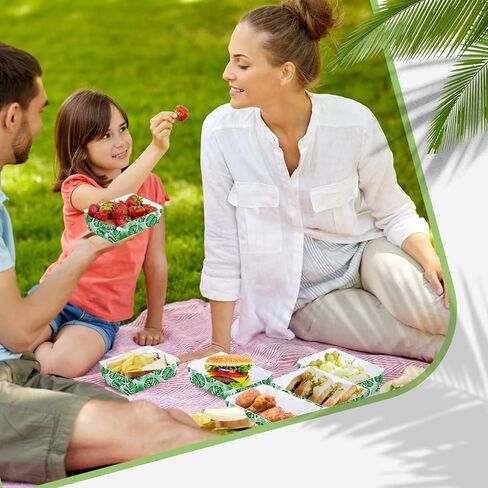 50 قطعة من ديكورات حفلات هاواي بوزن 1 رطل للاستعمال مرة واحدة، صينية طعام ورقية من أوراق النخيل Luau، حفلات استوائية، قوارب طعام ورقية للحفلات الصيفية، عطلة الشاطئ، سفاري الغابة، كرنفال، هدايا الحفلات (6.3 × 4.3 بوصة) in Kuwait