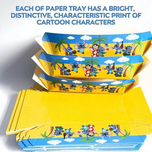 BELMAKS 50 قطعة من صواني الطعام الورقية الكرتونية - أطباق شخصيات كرتونية مطبوعة برسوم كرتونية لوازم الحفلات صينية ورقية للحفلات الكرتونية وصواني ناتشو صينية من الورق المقوى وقوارب الطعام الورقية وصينية هوت دوج in Kuwait