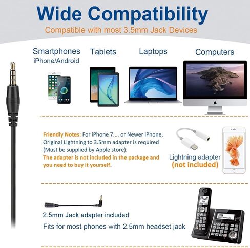 Wantek سماعة الهاتف الخليوي مع ميكروفون إلغاء الضوضاء، سماعة رأس سلكية للكمبيوتر 3.5 ملم لأجهزة Android وأجهزة الكمبيوتر المحمول والكمبيوتر اللوحي Skype Call Center Home Office، راحة فائقة in Kuwait