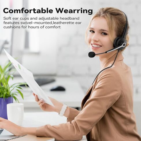 Wantek سماعة الهاتف الخليوي مع ميكروفون إلغاء الضوضاء، سماعة رأس سلكية للكمبيوتر 3.5 ملم لأجهزة Android وأجهزة الكمبيوتر المحمول والكمبيوتر اللوحي Skype Call Center Home Office، راحة فائقة in Kuwait