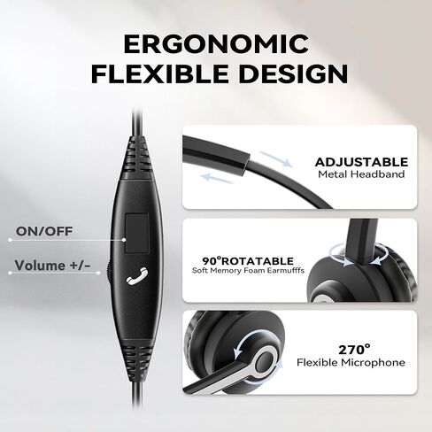 Wantek سماعة الهاتف الخليوي مع ميكروفون إلغاء الضوضاء، سماعة رأس سلكية للكمبيوتر 3.5 ملم لأجهزة Android وأجهزة الكمبيوتر المحمول والكمبيوتر اللوحي Skype Call Center Home Office، راحة فائقة in Kuwait