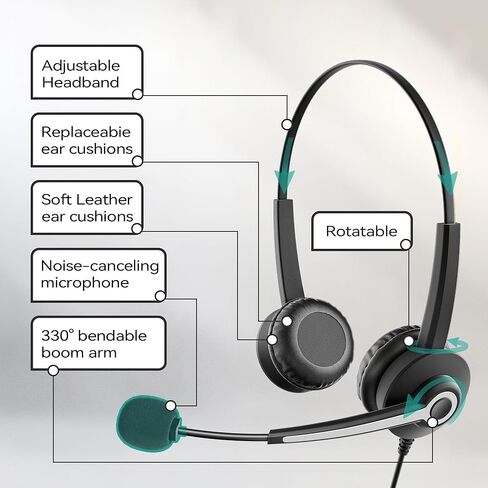 Wantek سماعة الهاتف الخليوي مع ميكروفون إلغاء الضوضاء، سماعة رأس سلكية للكمبيوتر 3.5 ملم لأجهزة Android وأجهزة الكمبيوتر المحمول والكمبيوتر اللوحي Skype Call Center Home Office، راحة فائقة in Kuwait