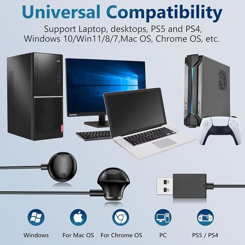 Aolcev 6.6FT Gaming Headsets for PC USB Headset with Microphones Gaming Headphones for PS5 PS4 Gaming Earbuds for Computer Laptop MacBook USB Headphones for Office and Live Broadcast Black in Kuwait