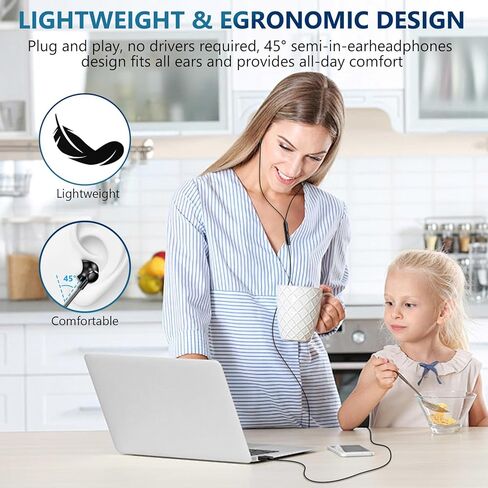 Aolcev 6.6FT Gaming Headsets for PC USB Headset with Microphones Gaming Headphones for PS5 PS4 Gaming Earbuds for Computer Laptop MacBook USB Headphones for Office and Live Broadcast Black in Kuwait