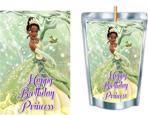 The Princess And The Frog || Juice Pouches - Printed Adhesive Labels or Assembled Drinks - 12Pack (Happy B-day Princess) in Saudi Arabia
