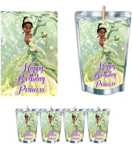 The Princess And The Frog || Juice Pouches - Printed Adhesive Labels or Assembled Drinks - 12Pack (Happy B-day Princess) in Saudi Arabia