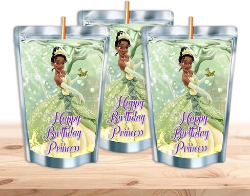 The Princess And The Frog || Juice Pouches - Printed Adhesive Labels or Assembled Drinks - 12Pack (Happy B-day Princess) in Saudi Arabia