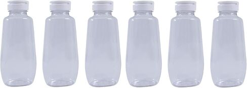 جرة صلصة/صلصة بلاستيكية بيضاوية واسعة الفم من ناتشورال فارمز مع غطاء علوي قابل للطي وبطانة إسفنجية للإغلاق - 6 عبوات - زجاجات ضغط سعة 12 أونصة in Kuwait