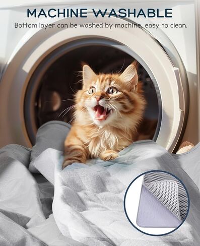 بساط فضلات القطط من برجيوننيست، بساط صندوق فضلات كبير جدًا قابل للغسل في الغسالة، بساط مصيدة فضلات القطط بطبقة مزدوجة على شكل قرص العسل، مقاوم للبول ومقاوم للماء، غير قابل للانزلاق، تحكم في التناثر 45 بوصة × 31 بوصة in Kuwait