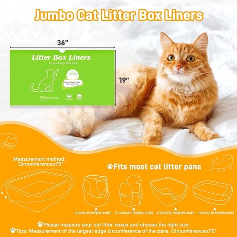Cat Litter Box Liners 10-Pack, Heavy Duty Cat Litter Liners Jumbo Tear Resistant Waterproof Drawsting Extra Durable Easy Clean Up Fits Most Litter Boxes, Litter Box Liners 36" * 19", 10-Pack in Saudi Arabia