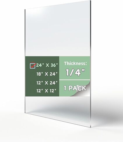 Plexiglass Sheets 18X24 1/4 Inch Thick,Glass Panels Cut to Size,Clear Acrylic Sheet, Acrylic Board,Acrylic Panel Sign，Large Plexiglass Sheets，Plexiglass Window (2 Pc) in Saudi Arabia
