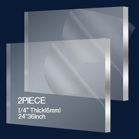 Plexiglass Sheets 18X24 1/4 Inch Thick,Glass Panels Cut to Size,Clear Acrylic Sheet, Acrylic Board,Acrylic Panel Sign，Large Plexiglass Sheets，Plexiglass Window (2 Pc) in Saudi Arabia