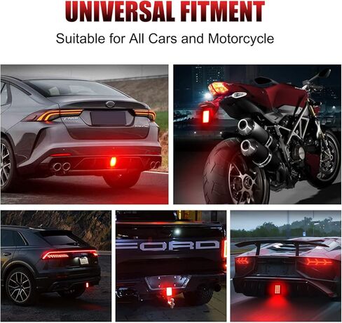 MIHAZ F1 نمط ضوء الفرامل، العالمي الخلفي الذيل IP68 مصباح فلاش مقاوم للماء 15 LED 12V مستطيل تحذير الطيار أضواء الخياطة عدة لسيارة الدفع الرباعي دراجة نارية (أسود) in Kuwait