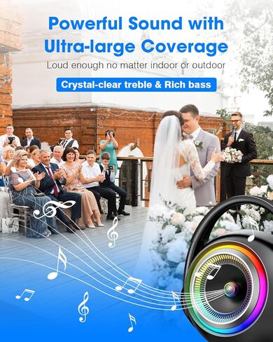 XZL Bluetooth Speaker with 2 Wireless Microphones, Karaoke Machine Portable PA System, Powerful, Crystal-clear Treble & Rich Bass, Adjustable Sound Effects, Loud Sound with Larger Coverage in Kuwait