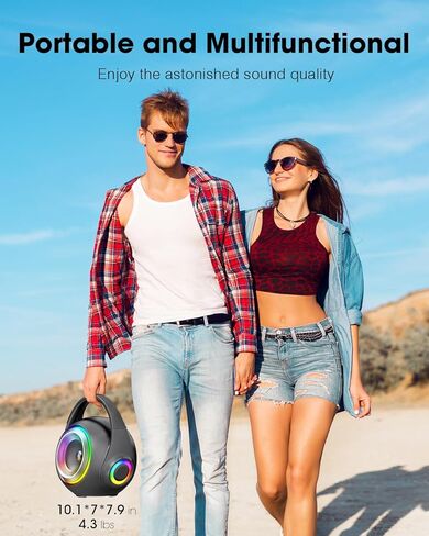 XZL Bluetooth Speaker with 2 Wireless Microphones, Karaoke Machine Portable PA System, Powerful, Crystal-clear Treble & Rich Bass, Adjustable Sound Effects, Loud Sound with Larger Coverage in Kuwait