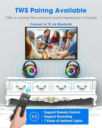 XZL Bluetooth Speaker with 2 Wireless Microphones, Karaoke Machine Portable PA System, Powerful, Crystal-clear Treble & Rich Bass, Adjustable Sound Effects, Loud Sound with Larger Coverage in Kuwait