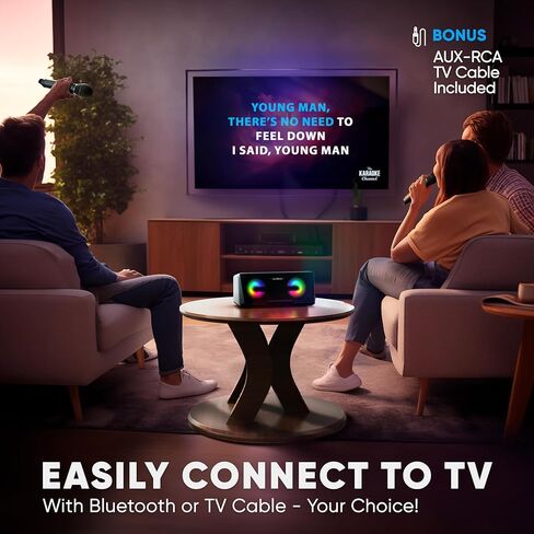 آلة كاريوكي ماسينجو للبالغين والأطفال مع 2 ميكروفونات لاسلكية، ومكبر صوت بلوتوث محمول للغناء، وأضواء LED ملونة، ونظام PA، وحامل هاتف لعرض الكلمات، وكابل تلفزيون. المعزوفة G2 in Kuwait