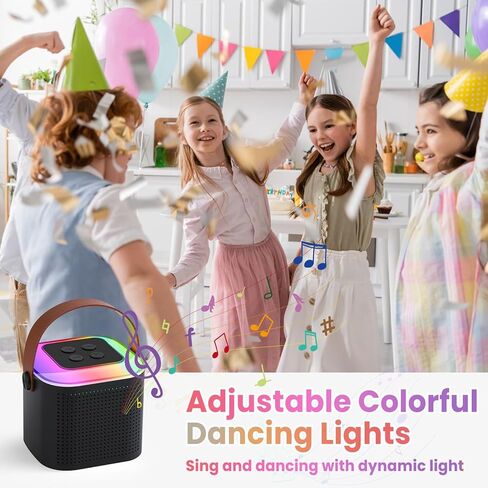 آلة كاريوكي للأطفال والكبار، مكبر صوت كاريوكي صغير محمول يعمل بالبلوتوث مع ميكروفون لاسلكي واحد، ألعاب هدايا للفتيات والأولاد والحفلات المنزلية وحفلات أعياد الميلاد (أسود + ميكروفون واحد) in Kuwait