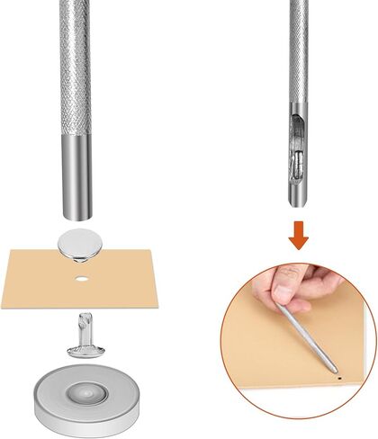 360 مجموعة من المسامير الجلدية، غطاء مزدوج أنبوبي في 3 أحجام، أزرار جلدية مع كماشة مثقوبة وأداة تثبيت 3 قطع للحرف الجلدية اليدوية أو الملابس أو إصلاح حزام الحقيبة أو الديكور in Kuwait