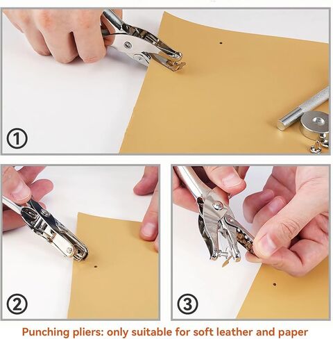 360 مجموعة من المسامير الجلدية، غطاء مزدوج أنبوبي في 3 أحجام، أزرار جلدية مع كماشة مثقوبة وأداة تثبيت 3 قطع للحرف الجلدية اليدوية أو الملابس أو إصلاح حزام الحقيبة أو الديكور in Kuwait