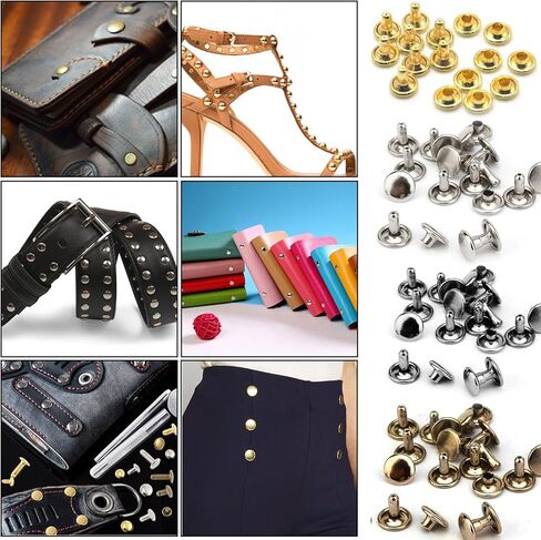 360 مجموعة من المسامير الجلدية، غطاء مزدوج أنبوبي في 3 أحجام، أزرار جلدية مع كماشة مثقوبة وأداة تثبيت 3 قطع للحرف الجلدية اليدوية أو الملابس أو إصلاح حزام الحقيبة أو الديكور in Kuwait