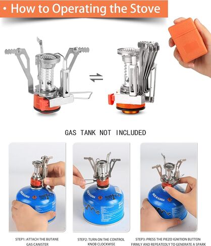 Backpacking Cooking Set with Mini Stove, Stainless Steel Camping Cookware with Carrying Bag for 1-2, Camping, Hiking, Backpacking, Bushcraft and Picnic in Kuwait