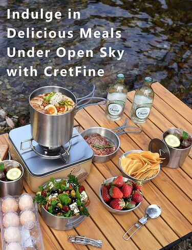 Backpacking Cooking Set with Mini Stove, Stainless Steel Camping Cookware with Carrying Bag for 1-2, Camping, Hiking, Backpacking, Bushcraft and Picnic in Kuwait