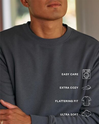 سويت شيرت رجالي من الصوف الكلاسيكي الحقيقي برقبة دائرية من French Terry، سترة كلاسيكية من مزيج القطن برقبة دائرية للرجال in Kuwait