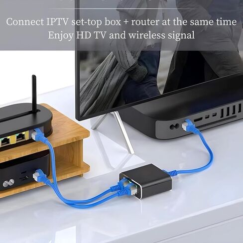 مقسم إيثرنت SCDZKJGS من 1 إلى 2 عالي السرعة 1000 ميجابايت في الثانية، محول مقسم الإنترنت Rj45 مع سلك طاقة USB، جيجابت إيثرنت لكابل Cat 5/6/7/8 [شبكة متزامنة لجهازين] in Kuwait