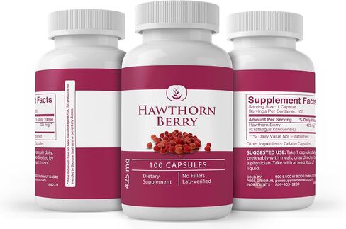 PURE ORIGINAL INGREDIENTS Hawthorn Berry, (100 Capsules) Always Pure, No Additives Or Fillers, Lab Verified in Saudi Arabia