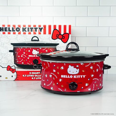 Uncanny Brands Hello Kitty طباخ بطيء سعة 5 كوارت - قم بالطهي مع كيتي المفضلة لديك in Saudi Arabia