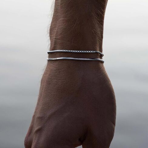 MosFlor Silver Bracelet for Men Women, Mens Bracelet Stainless Steel Bracelet Stack Cuban Link Bracelet Silver Chain Bracelet Sets Mens Bracelet Pack Silver Jewelry Custom Bracelets for Men Teen Boys in Saudi Arabia