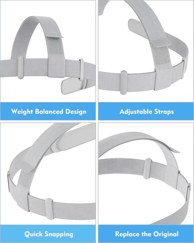 Head Strap for Oculus Quest 2 Headset, Original Replacement Head Strap for Meta Quest 2 Headstrap with 4 Pcs Controller Thumb Grip Caps，Oculus Quest 2 HeadStrap，Original Head Strap in Saudi Arabia
