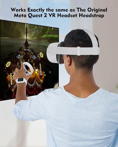 Head Strap for Oculus Quest 2 Headset, Original Replacement Head Strap for Meta Quest 2 Headstrap with 4 Pcs Controller Thumb Grip Caps，Oculus Quest 2 HeadStrap，Original Head Strap in Saudi Arabia