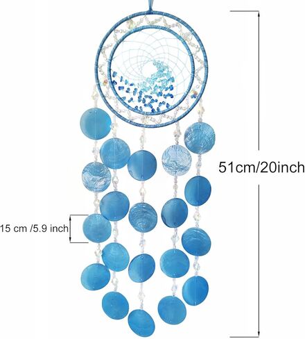 قذائف كابيز زرقاء من SOYUZU صائدة الأحلام، صائدة الأحلام من حجر الكريستال لتزيين الحائط، هدايا يدوية على شكل صدفة، هدايا عيد الميلاد in Kuwait